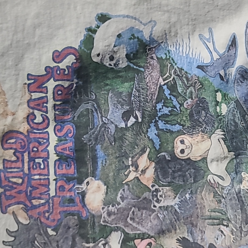 Vintage 1995 single stitch tshirt Wild American Treasures animals XL. Delta - Picture 4 of 12